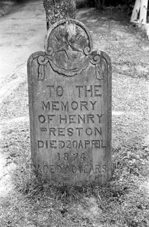 Grave of Henry Preston, plot 81.B, Sydney Street Cemetery.