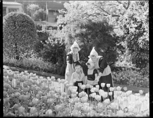 Dutch people looking at tulips in the Wellington Botanic Garden