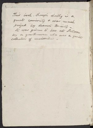 [Author unknown] :This book, though shabby is a great curiosity and was much prized ... [ca 1850?]