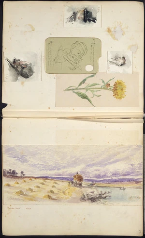 Various artists :[Hodgkins family album. Sketches by William Mathew Hodgkins, Isabel Hodgkins, Katherine Holmes, and Frances Mary Hodgkins. 1880-90s].