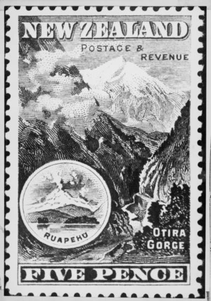 New Zealand five pence stamp printed in 1898