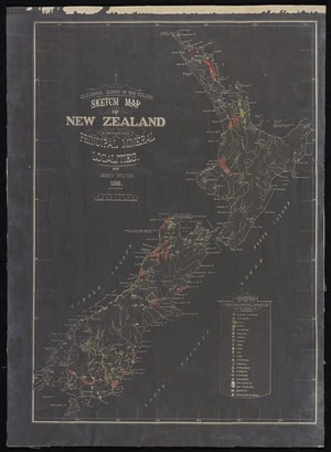 Sketch map of New Zealand showing principal mineral localities, 1886 / by James Hector.