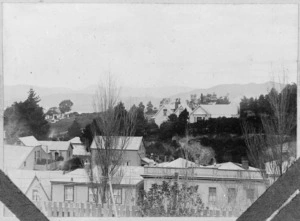 Thorndon, Wellington, looking from Lewisville Terrace across the Karori Hotel in Tinakori Road