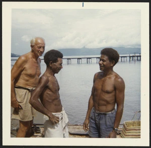 Reo Fortune with local men, at Dobu Island, Papua New Guinea