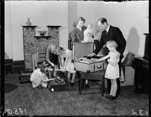Mr Watts, Minister of Health, and Mrs Watts with family, Wellington