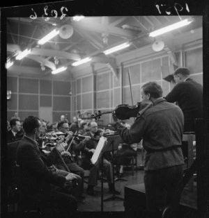 Yehudi Menuhin practising with the National Orchestra