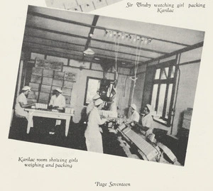 Karitane Products Society Limited: Karilac room showing girls weighing and packing [ca 1935].