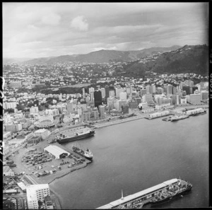 Wellington city and harbour, aerial view - Photograph taken by John Nicholson