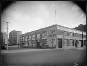 Building housing Manthel Motors Ltd, and H W Clarke Ltd, on the corner of Cable and Taranaki Streets, Wellington