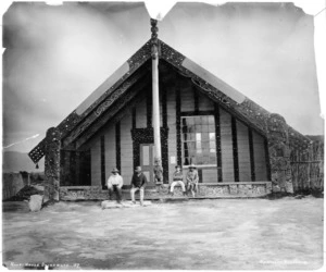 Bartlett, Robert Henry fl 1875-1880 :Photograph of the exterior of the Tama te Kapua meeting house, Ohinemutu