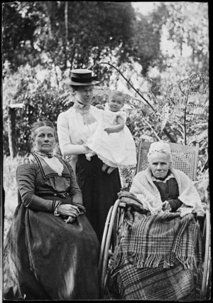Four generations of women at Forest Lakes, Otaki