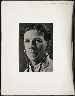 Photograph of Jack Lovelock with stethoscope