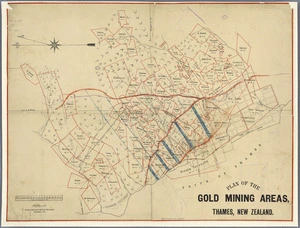 Plan of the gold-mining areas, Thames, New Zealand / H.G.L. Kenrick, authorised and mining surveyor.