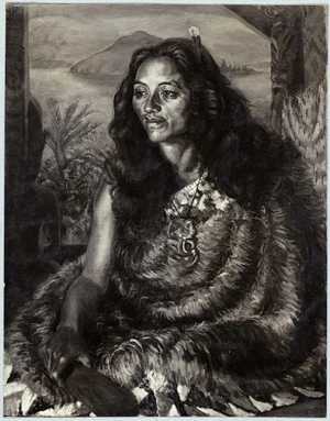 Photograph of painting - Rangi in kiwi mat