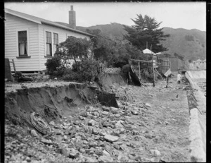 Houses damaged by sea at Eastbourne