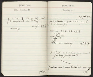 Diary entries for 10 and 11 June 1935