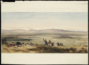 Brees, Samuel Charles 1810-1865 :Plain of the Ruamahanga, opening into Palliser Bay near Wellington. This view represents about sixty miles of the length of the plain from North to South / Drawn by S. C. Brees, esq.r, Chief Surveyor to the New Zealand Company [1843]. Day & Haghe. London, Smith, Elder [1845] [Centre section]
