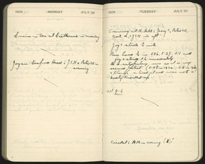 Diary entries for 20 and 21 July 1936