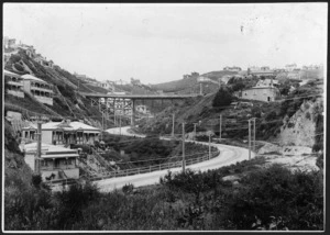Photograph of Glenmore Street, Kelburn viaduct, and surrounding area, Wellington
