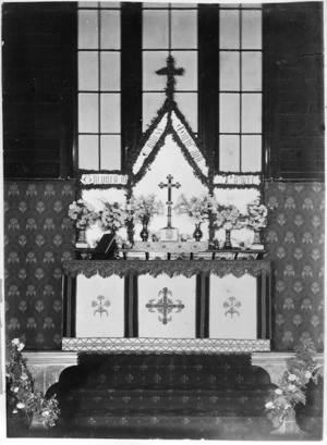 St Thomas' Anglican Church altar, Riddiford Street, Newtown, Wellington, decorated for Easter
