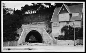 Newly built Northland tunnel, Wellington, and house alongside