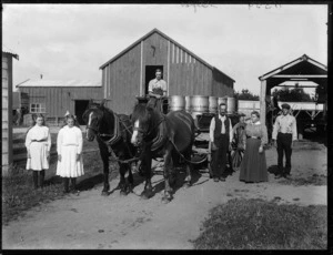 Styles family on their dairy farm, Taranaki district