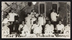 Group portrait of Tai Paul and His Pohutu Boys
