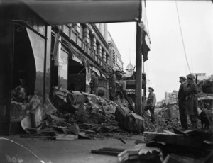 Shop fronts in Masterton, damaged by the 1942 earthquake