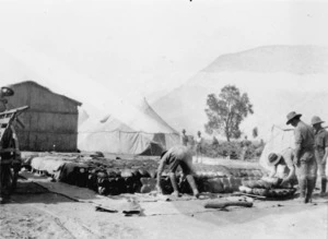Stacking bread made for the troops, Tel El Kebir, Egypt