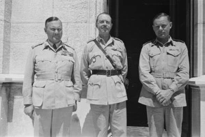 Lieutanant-General Bernard C Freyberg, Field Marshal Sir Harold Alexander, and Colonel Gilbert, Italy, during World War II - Photograph taken by George Kaye