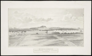 White, Duncan :View of the city of Auckland from Bellevue, North Shore. Drawn on stone by D. White, Bazaar Buildings [Auckland, ca 1865]