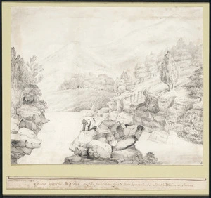 Domett, Alfred 1811-1887 :Scene up the Wairoa, at the junction of its two branches. South Waimea, Nelson / A. D. March 1st 1844