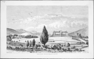 Domett, Alfred, 1811-1887 :Nelson College, Principal's residence on the left. A Domett del. 1861