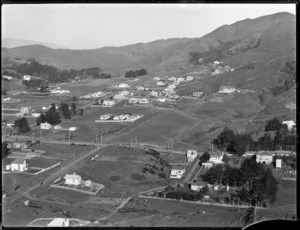 Part 3 of a 3 part panorama overlooking the suburb of Karori, Wellington