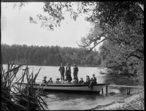 Group on launch, Lake Kaniere