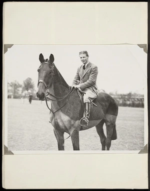 Photograph of Jack Lovelock astride a horse