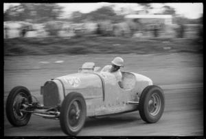 Ron Roycroft driving a Bugatti-Jaguar racing car, Levin