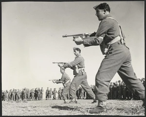 Greek trainees with tommy guns, Palestine