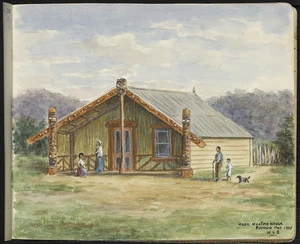 Baker, William George, 1864-1929 :Maori meeting house, Porirua Pah 1905 [1920-1925]