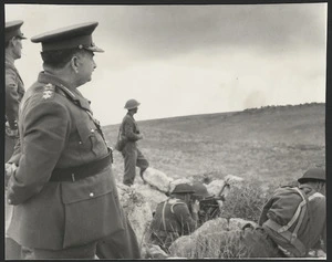 General Tzanakakis, GOC of Greek forces, at manoeuvres, probably Palestine