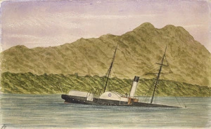 Welch, Joseph Sandell, 1841-1918 :Martins Bay, Otago. Steamer Charles Edwards snagged in Hollyford River, Feb[ruary] 1870.