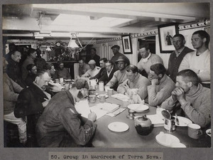 Group in wardroom of Terra Nova