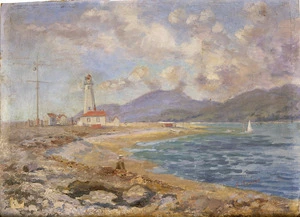 Topliss, J. A., fl 1890-1928 :[Lighthouse, Boulder Bank, Nelson. ca 1900]