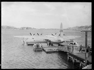 Solent flying boat Awatere, Evans Bay, Wellington