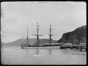 Sailing ship Akaroa at Port Chalmers in 1884