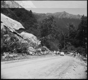 Cars on the new Haast Road, Westland, New Zealand