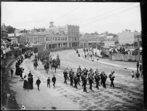 Parade of soldiers in Lambton Quay, Wellington