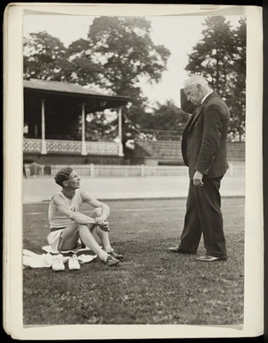 Photograph of Jack Lovelock with trainer Bill Thomas