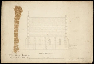 Thatcher, Frederick, 1814-1890 :Proposed church at New Plymouth. North elevation. Fred.k Thatcher, Architect, Dec.r 1844