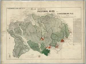 Plan shewing pastoral runs in Canterbury, N.Z. / John H. Baker, Chief Surveyor, Christchurch.
